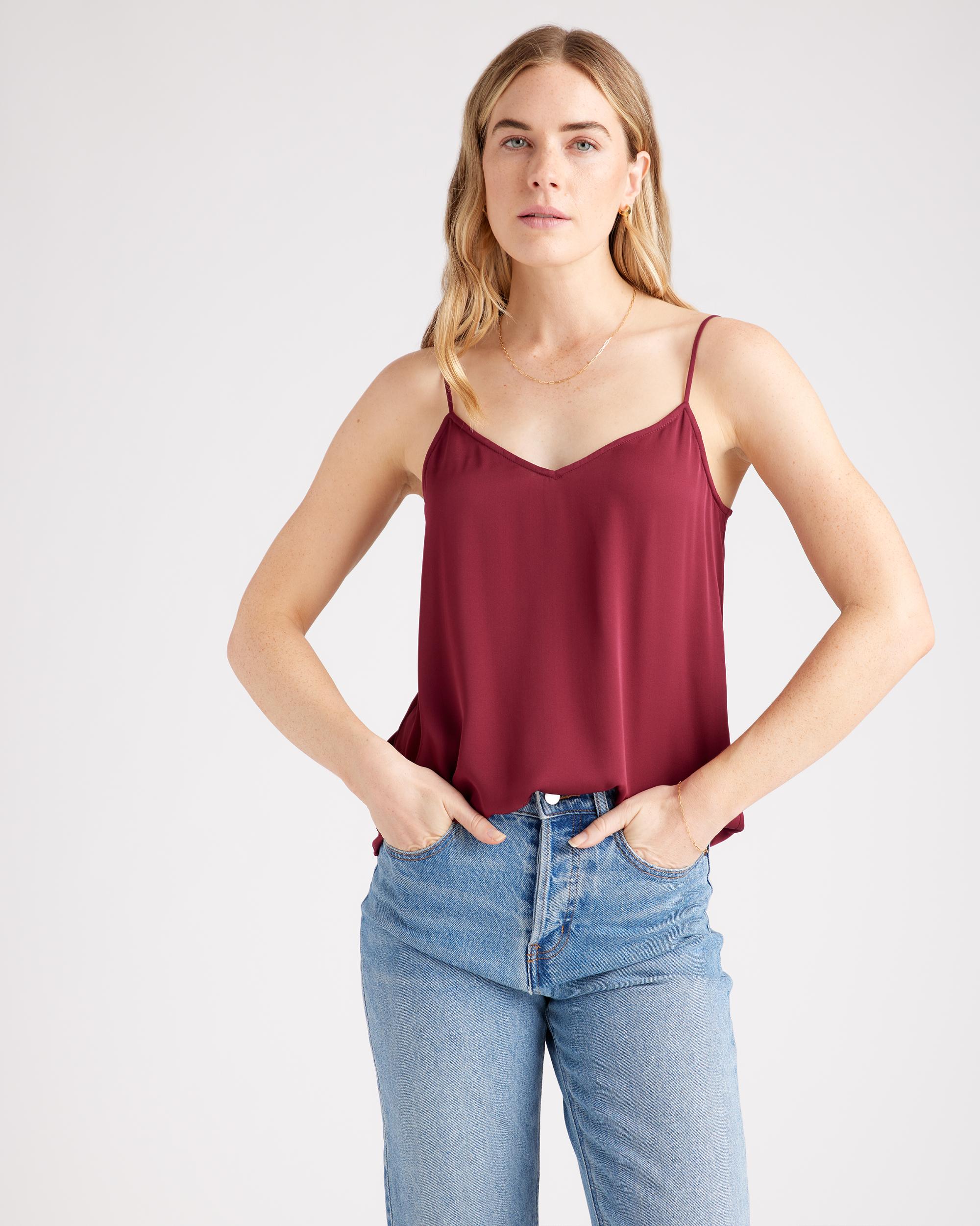 Quince | Women's 100% Washable Silk Stretch V-Neck Cami Top Product Image