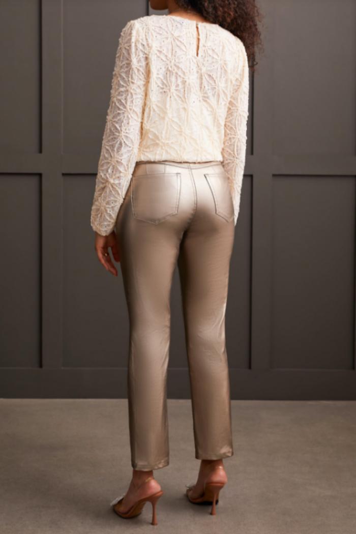 Sophia Straight Gold Metallic Ankle Pant Product Image
