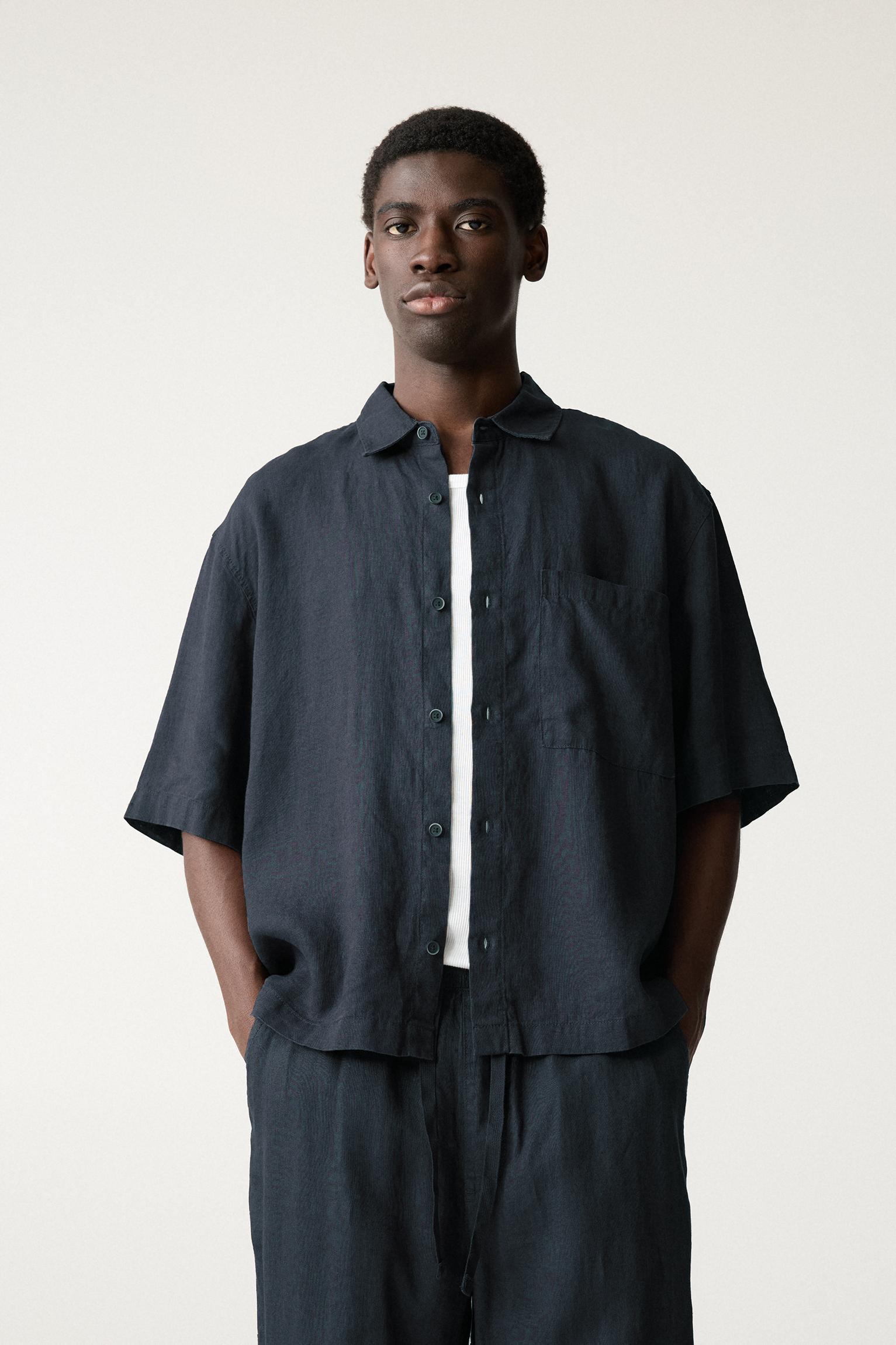 100% linen boxy shirt Product Image