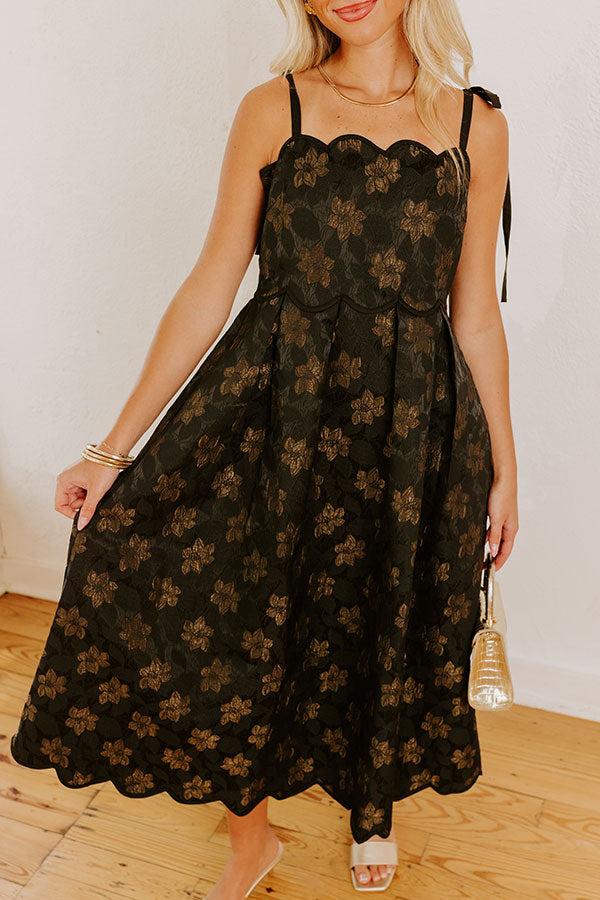 Moonlit Kiss Floral Jacquard Midi Dress Product Image