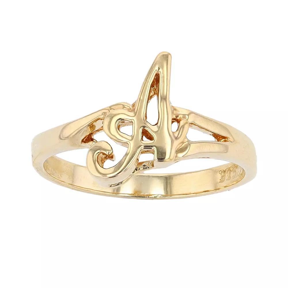 Traditions Jewelry Company 18k Gold Over Silver Script Initial Ring, Womens Product Image