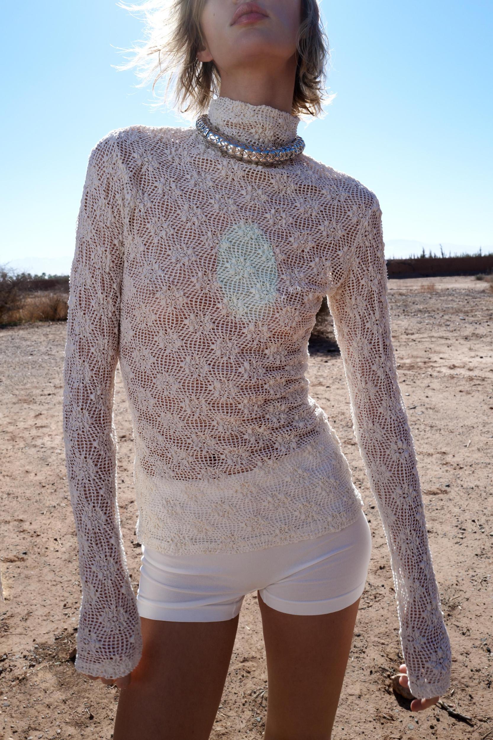 LACE HIGH NECK TOP Product Image