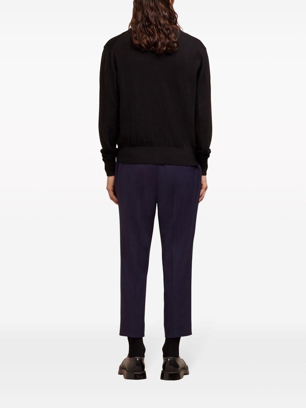 logo-embroidered wool cardigan  Product Image