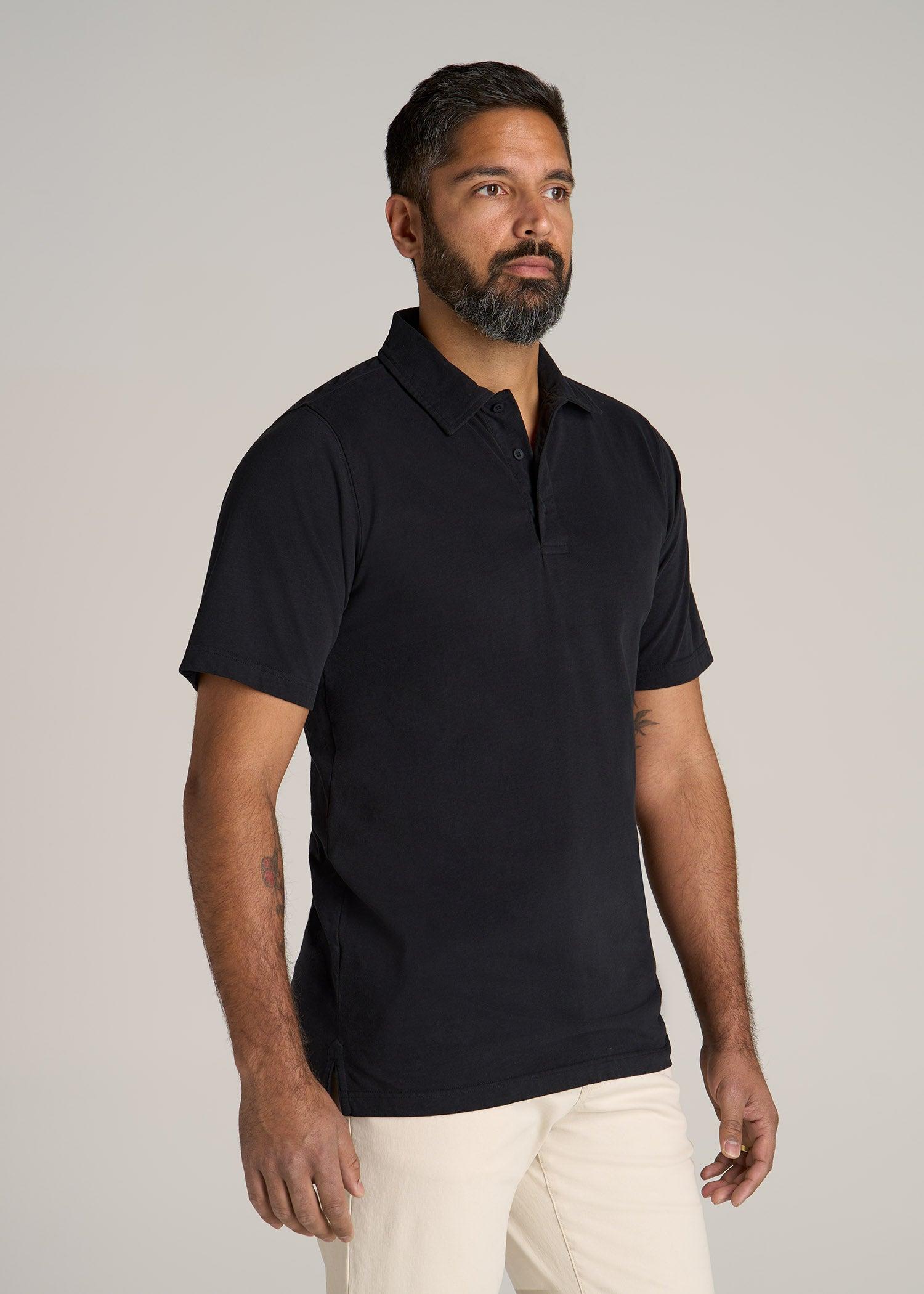 LJ&S Ultra Soft Short Sleeve Cotton Polo for Tall Men in Vintage Black Male Product Image