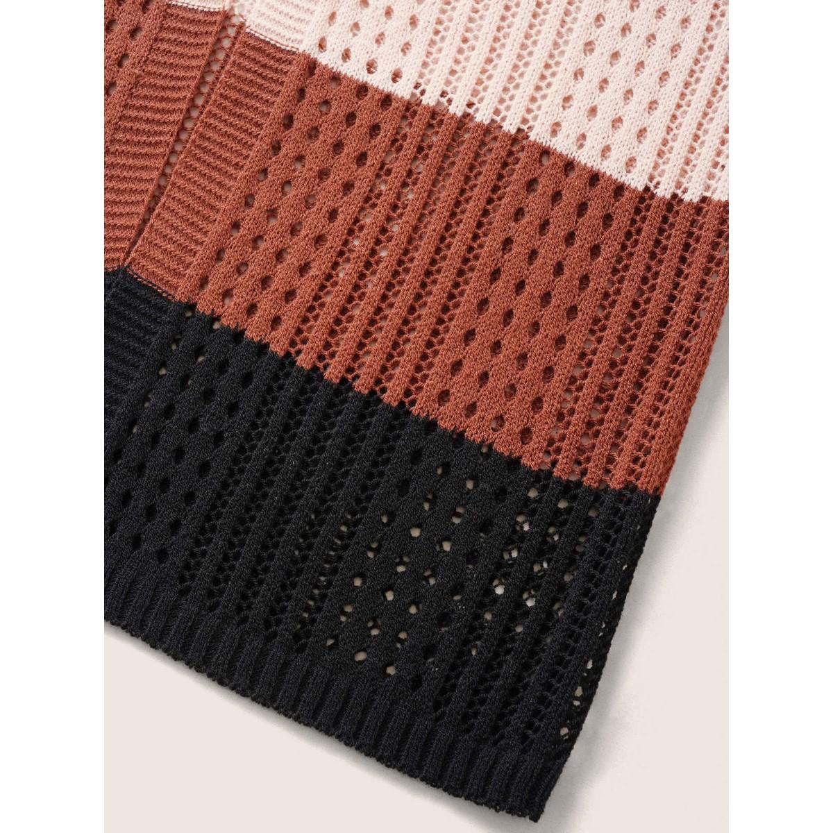 Plus Size Colorblock Contrast Tie Knot Cut Out Swim Cover Up Women's Swimwear Ivory Beach Tie knot Curve Swim Cover Ups BloomChic 12/L Product Image