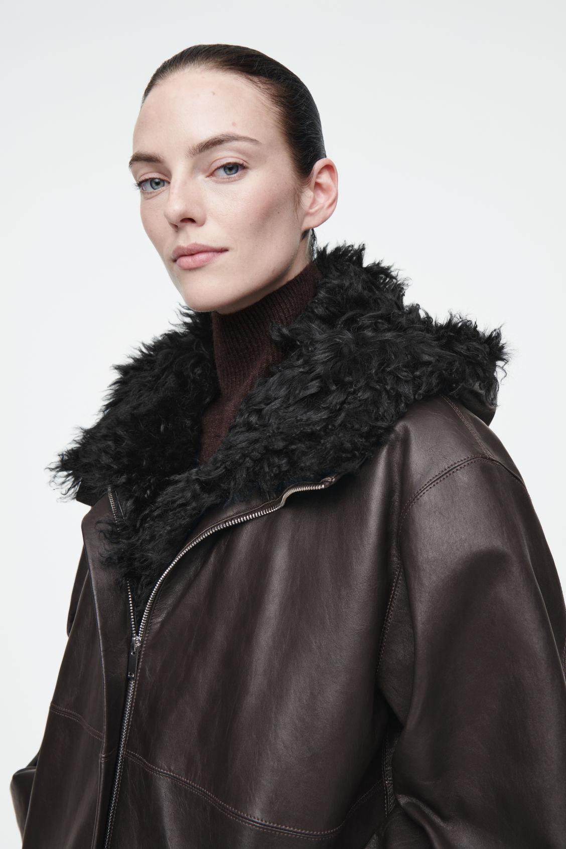 SHEARLING-LINED NAPPA HOODED JACKET Product Image