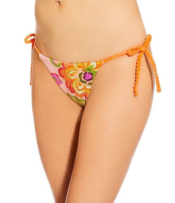 GB Bright Bloom Scrunchie Textured Side Tie Swim Bottom Product Image