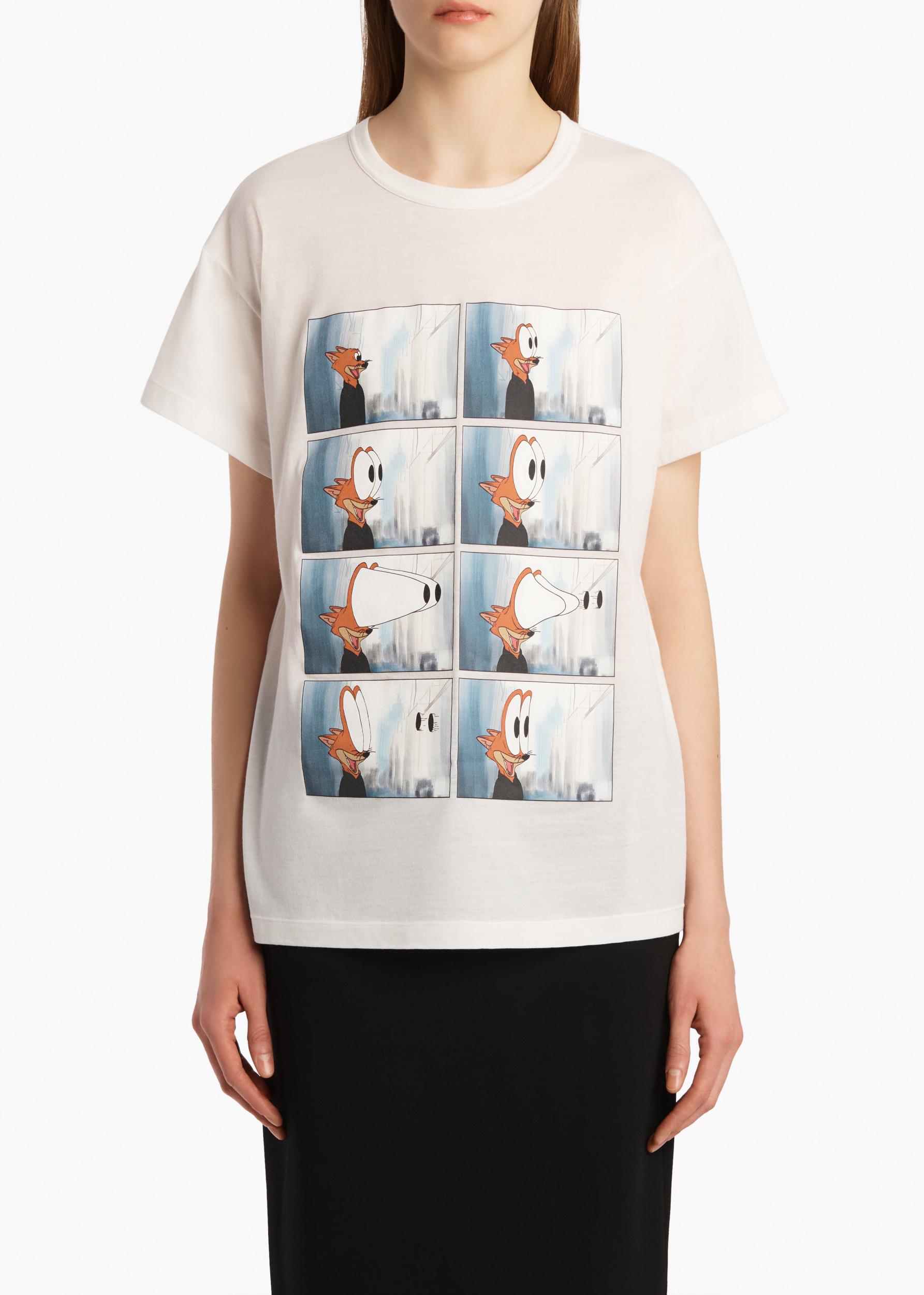 Maeve T-Shirt in White with Fox Print Product Image