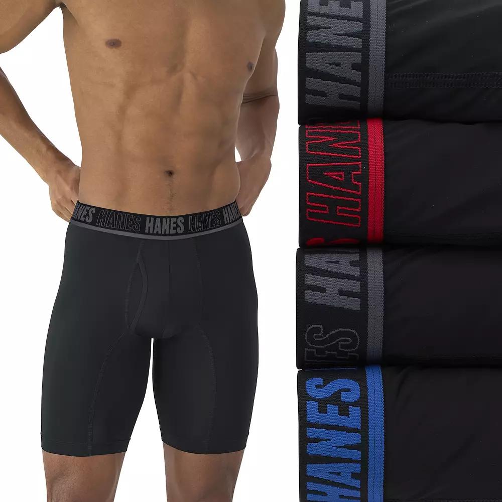 Men's Hanes® 4 Pack Moves Ultimate X Temp Anti Chafe Long Leg Boxer Brief Underwear,  Product Image