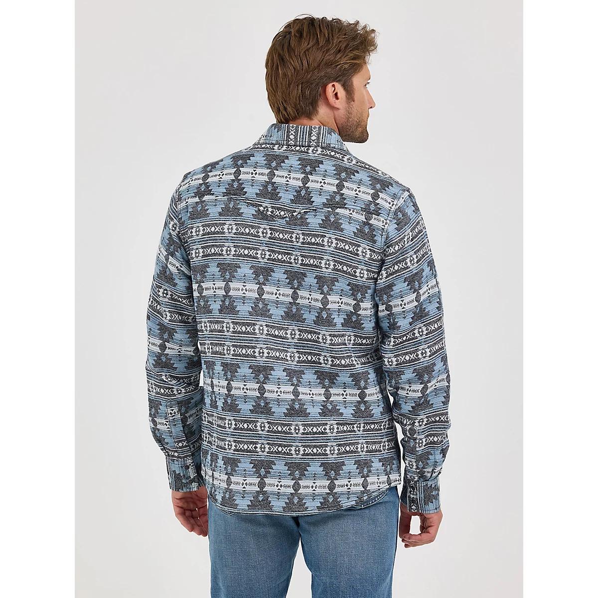 Men's Wrangler Retro® Premium Jacquard Snap Shirt Jacket in Baby Product Image