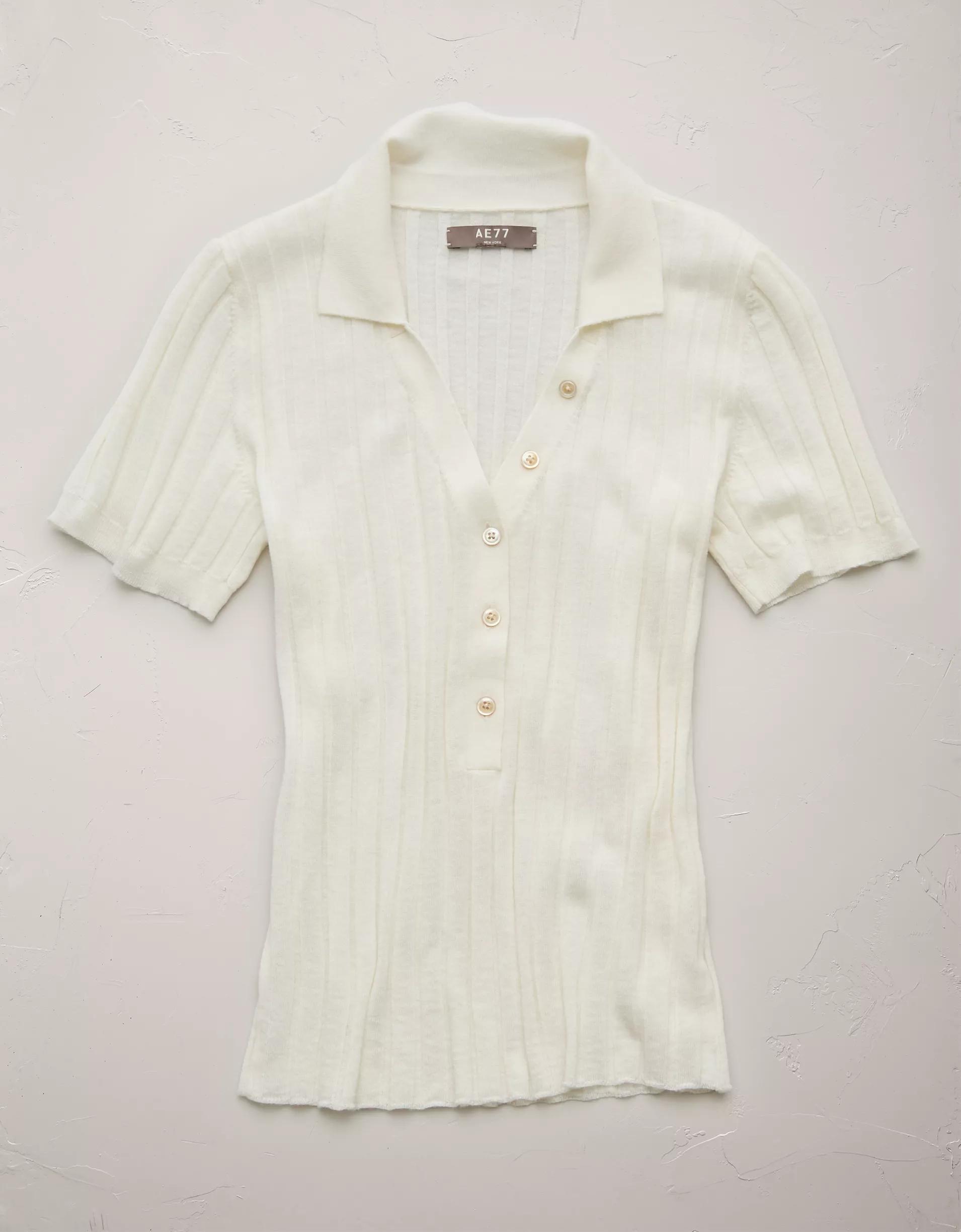 AE77 Premium Wool-Silk Blend Polo Shirt Product Image