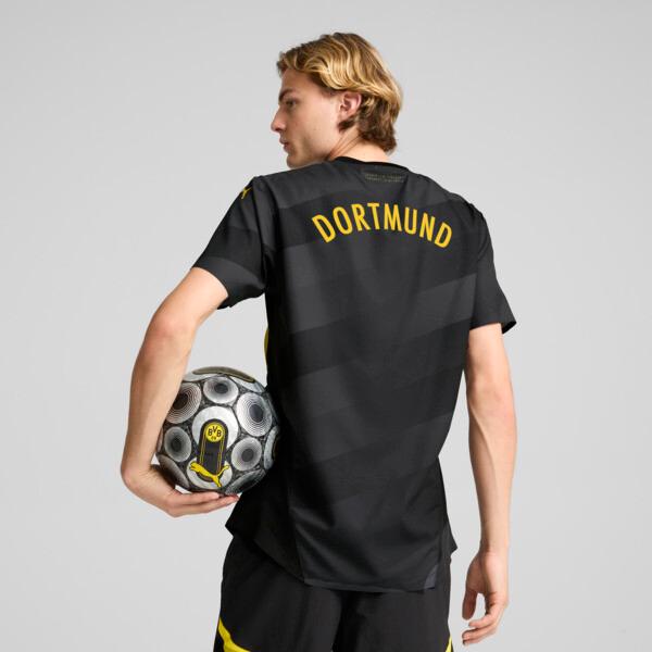 PUMA Borussia Dortmund 24/25 Men's Authentic Away Soccer Jersey in Black/Faster Yellow Product Image