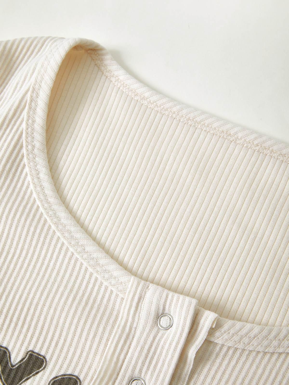 Y2K Long Sleeve Ribbed Knit Crop Top Product Image