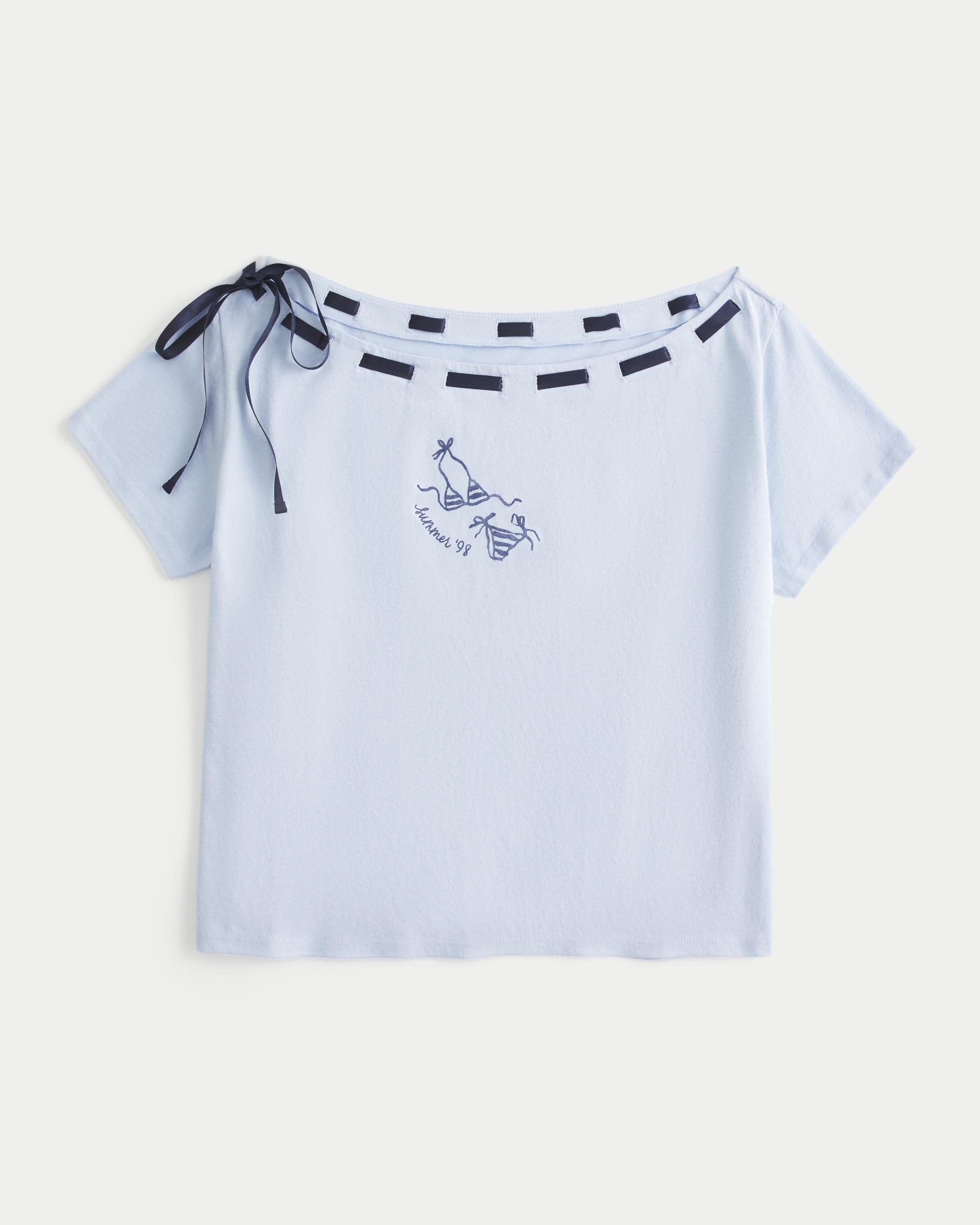 Easy Off-the-Shoulder Tie T-Shirt Product Image