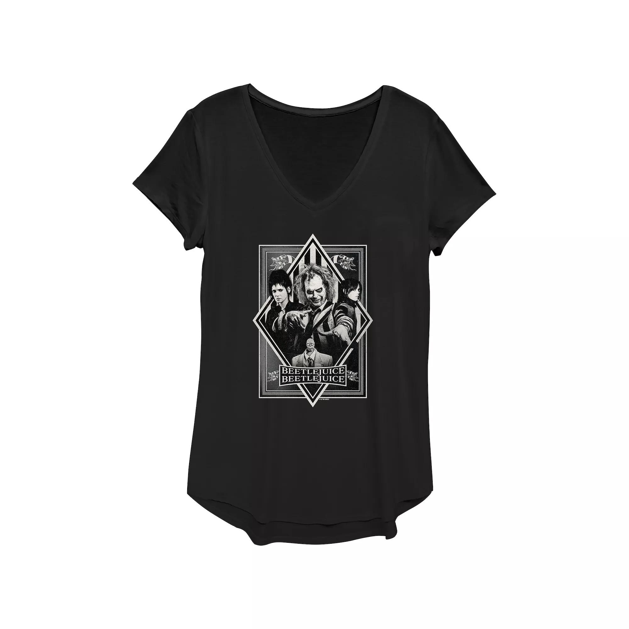 Women's Beetlejuice 2 Character Poster Graphic Tee, Size: XS, Black Product Image