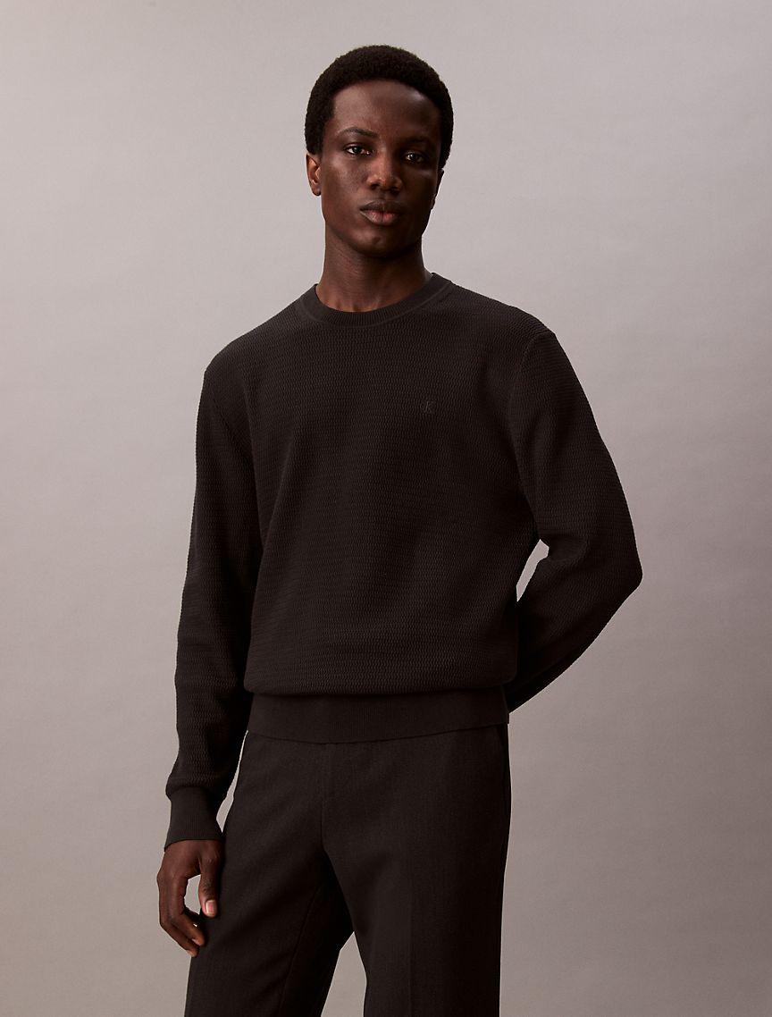 Calvin Klein Mens Textured Relaxed Sweater Product Image