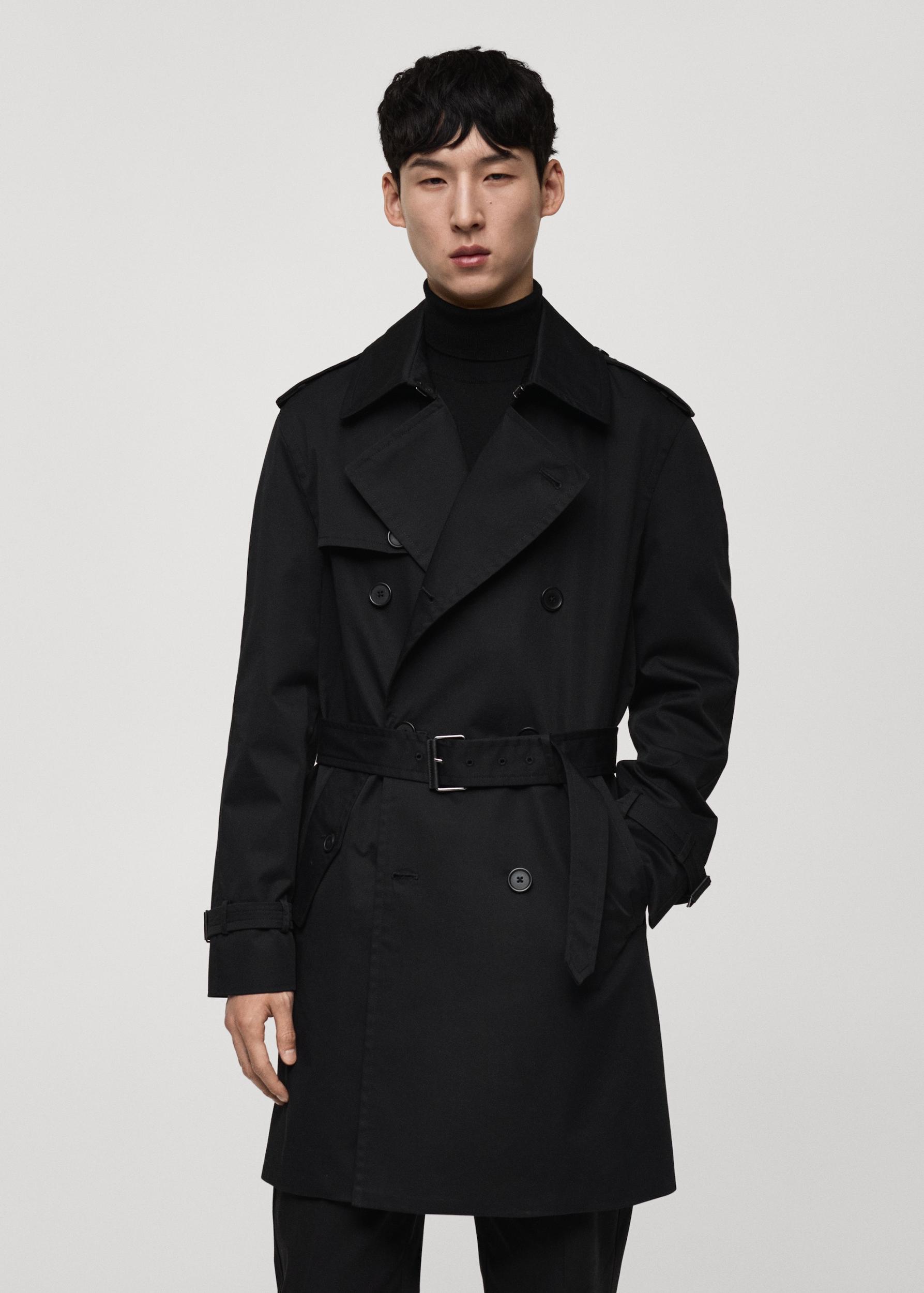 Water-repellent belted trench coat - Men | MANGO USA Product Image