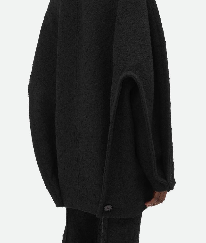 Women's Light Cotton Tweed Cocoon Coat in Black Product Image