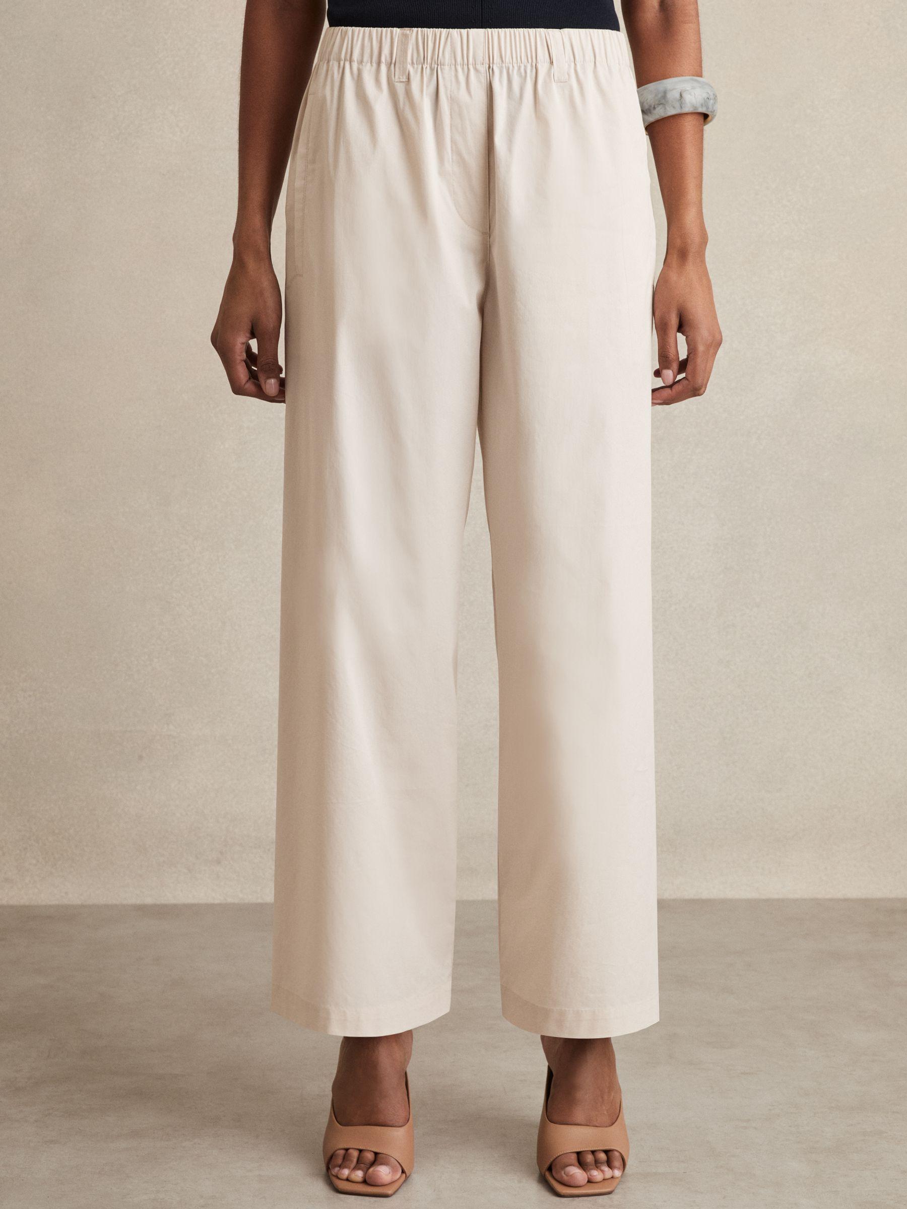 Cotton-Blend Straight-Leg Trousers in Stone Product Image