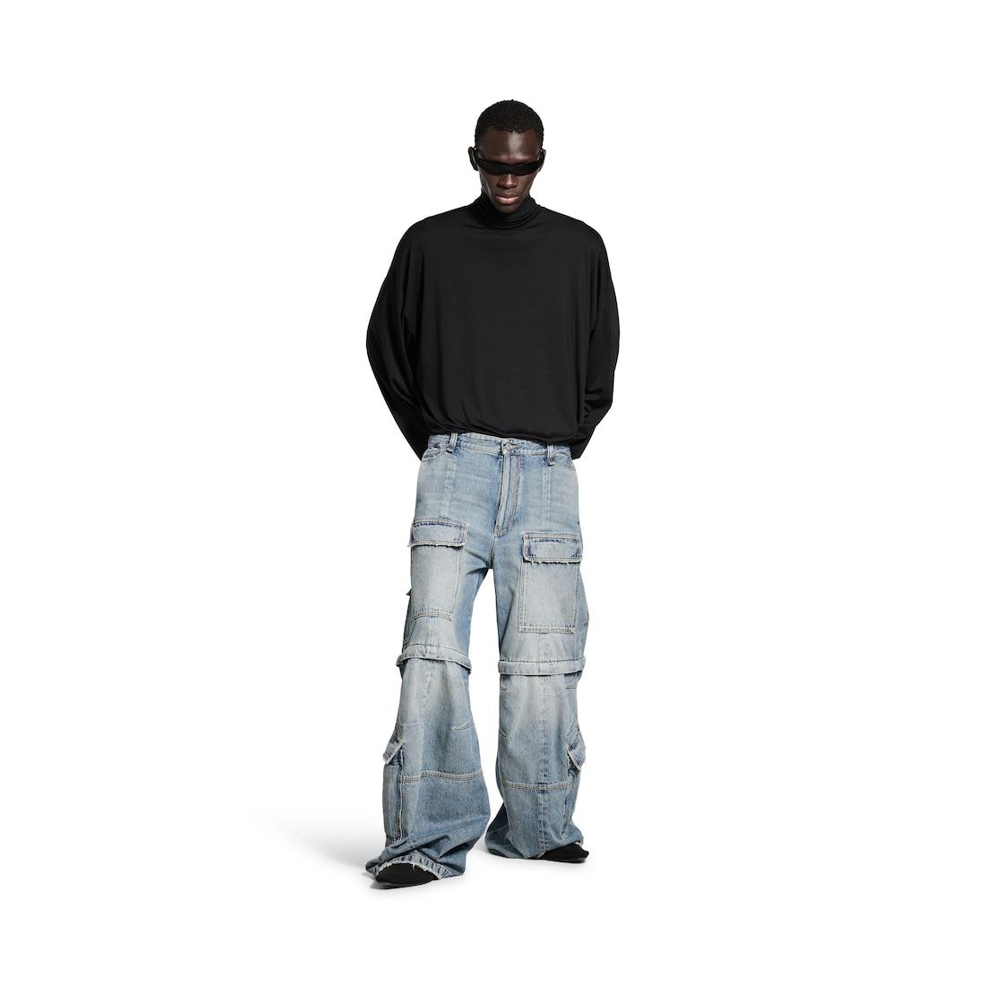 Women's Flared Cargo Pants in Blue Product Image