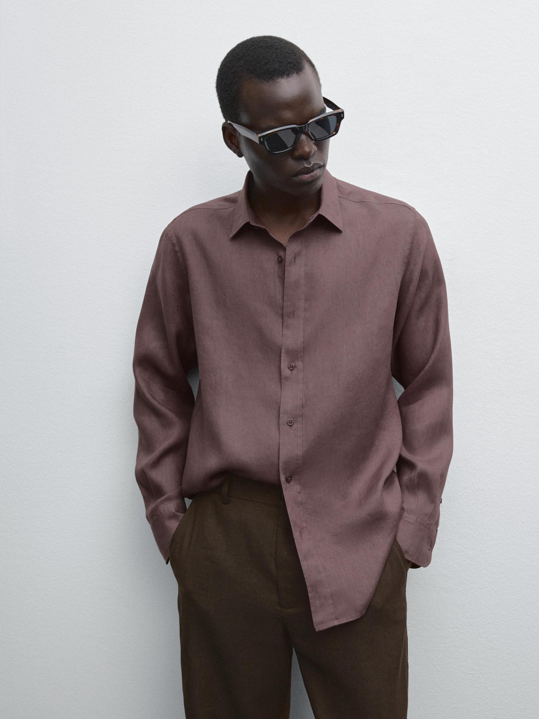 Slim fit shirt 100% linen Product Image