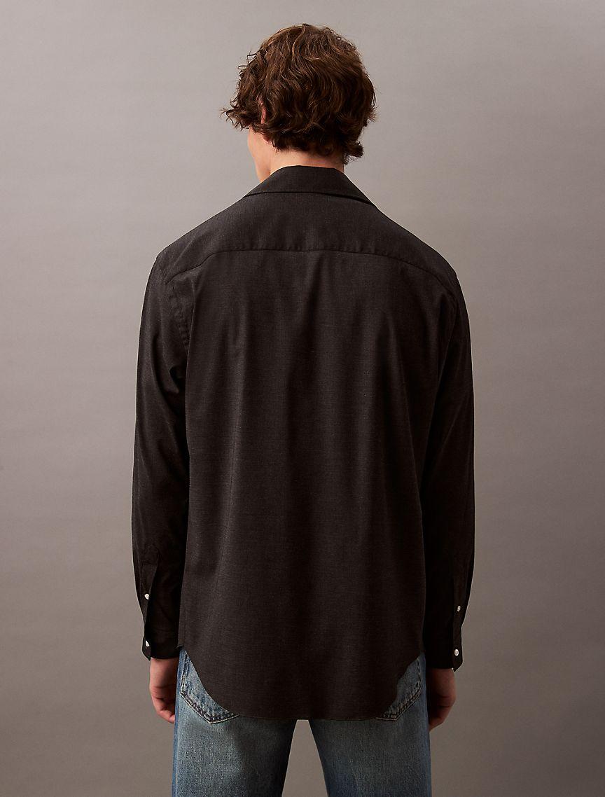 Relaxed Wool Blend Button-Down Shirt Product Image