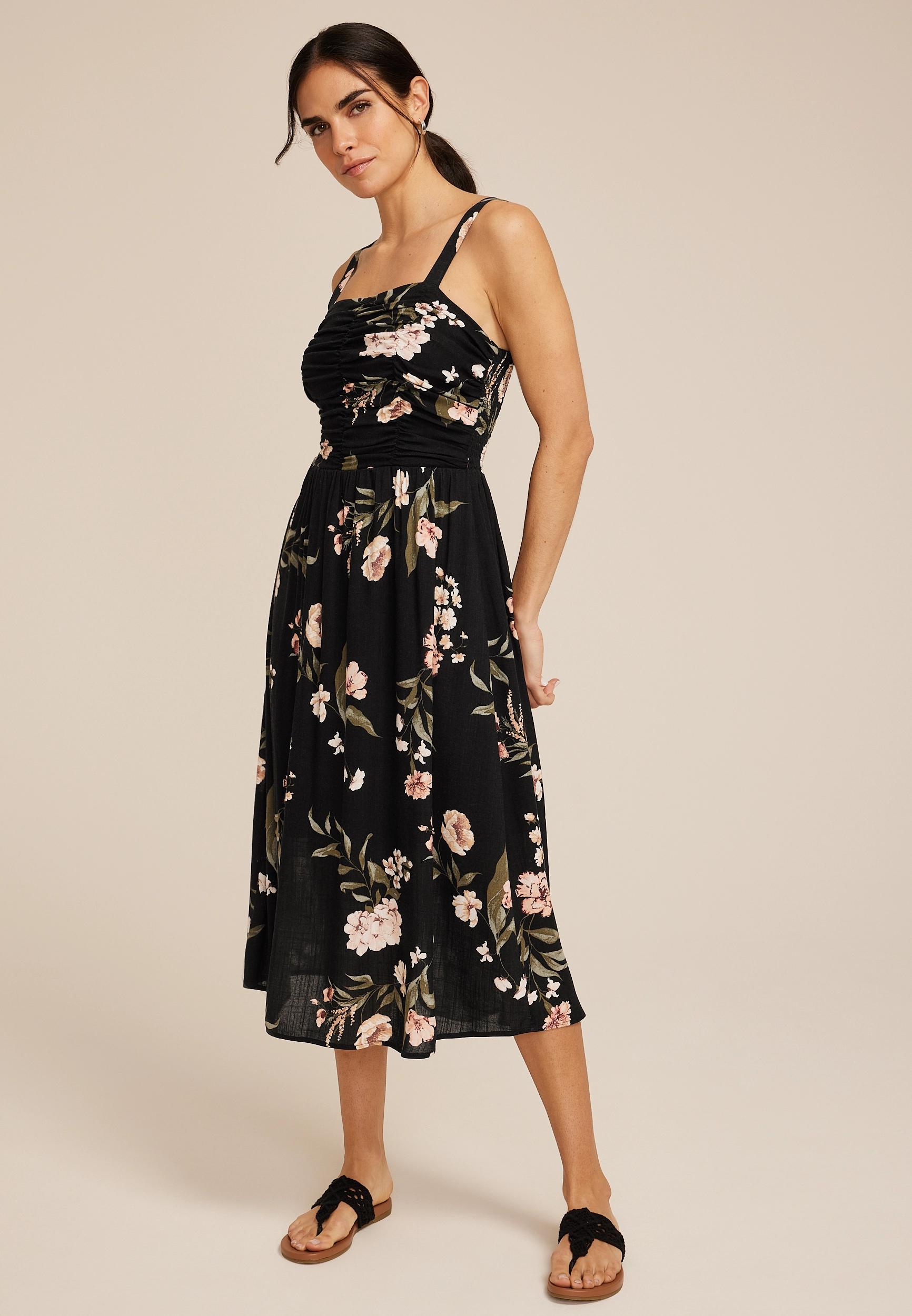 Bare Ruched Square Neck Midi Dress Product Image