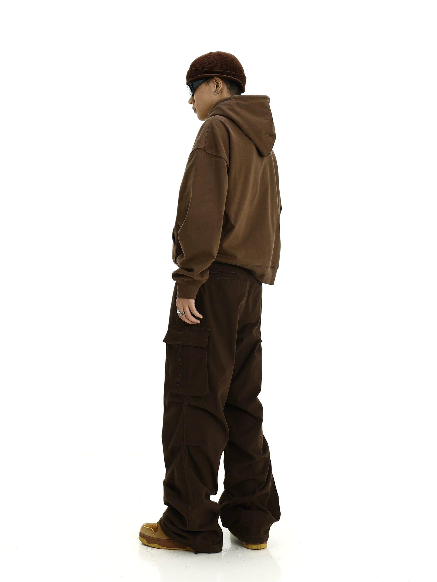 RT No. 10830 BROWN WIDE STRAIGHT CARGO PANTS Product Image