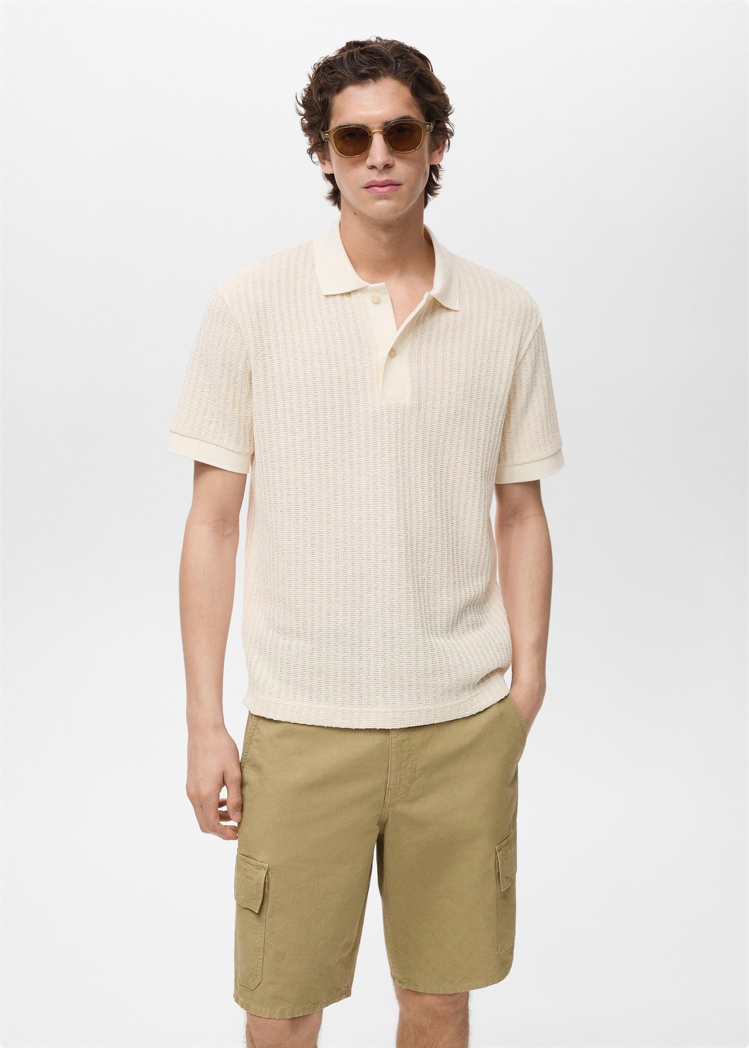 Thick rib-knit polo shirt - Men | MANGO USA Product Image