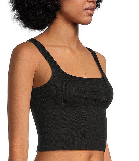 VAN WINKLE & CO. Flat Ribbed Sleeveless Square Neck Cropped Tank Product Image