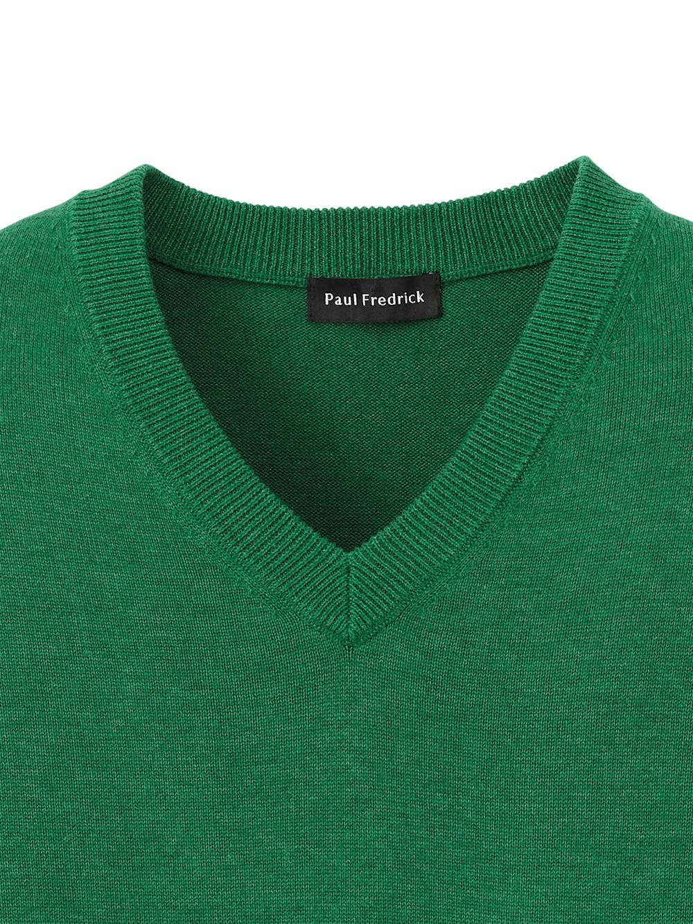 Supima Cotton V-neck Sweater - Green Product Image