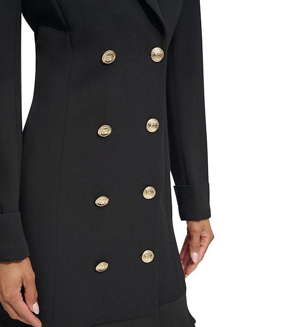 KARL LAGERFELD PARIS Notch Lapel Collar Long Sleeve Chiffon Flounce Hem Mini Blazer Dress Product Image