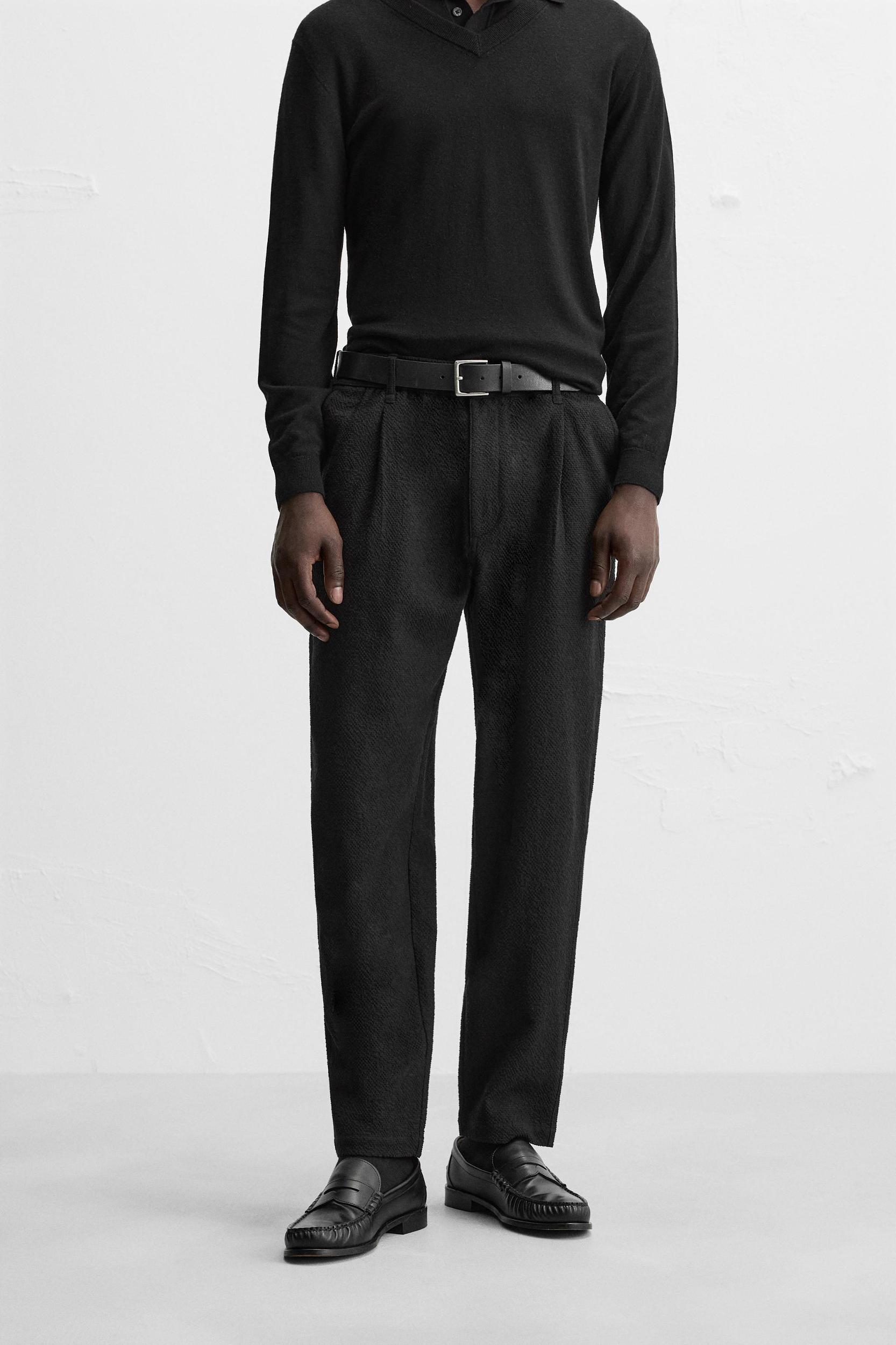 TEXTURED PLEATED PANTS Product Image