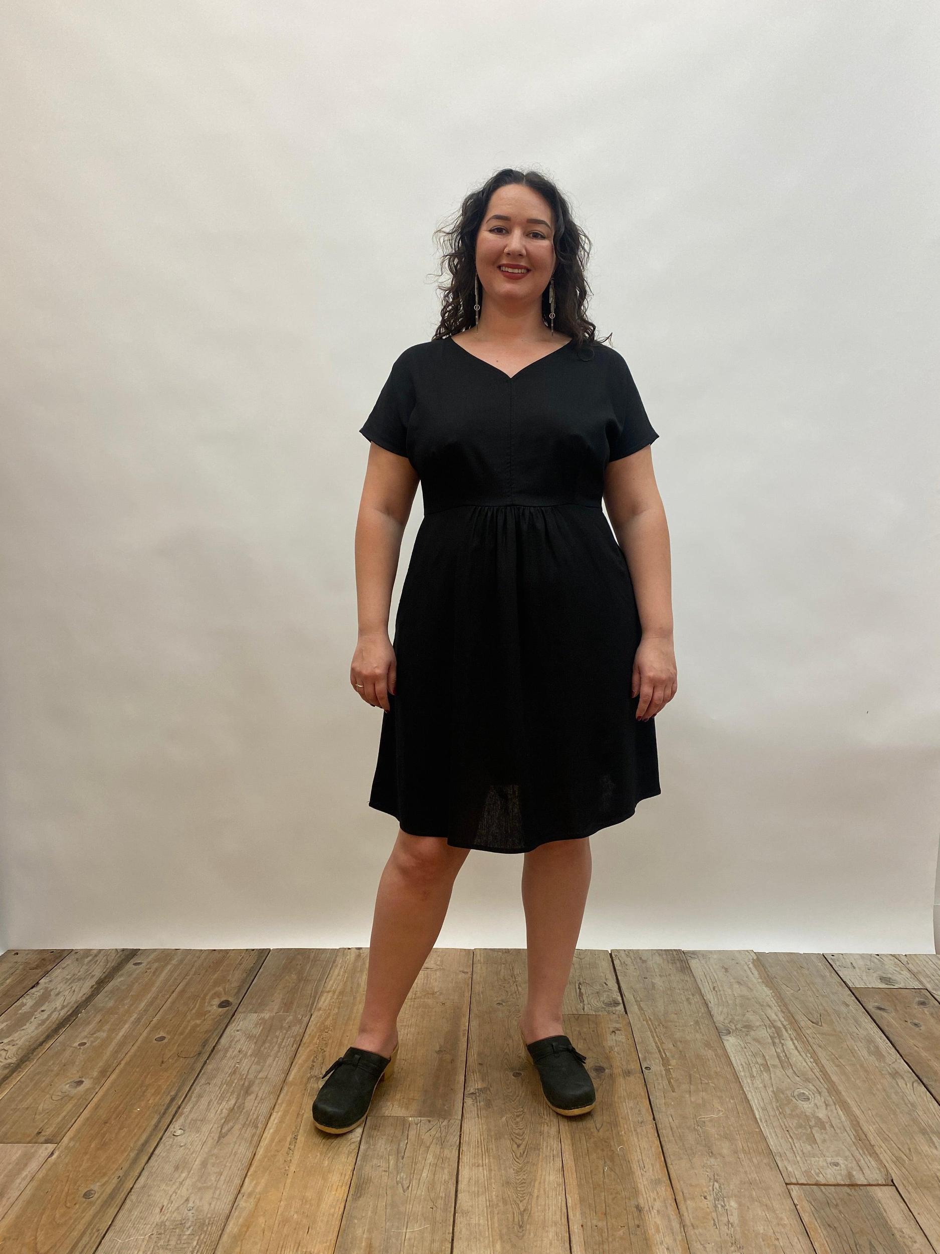 Dolman Dress in Black Linen Product Image