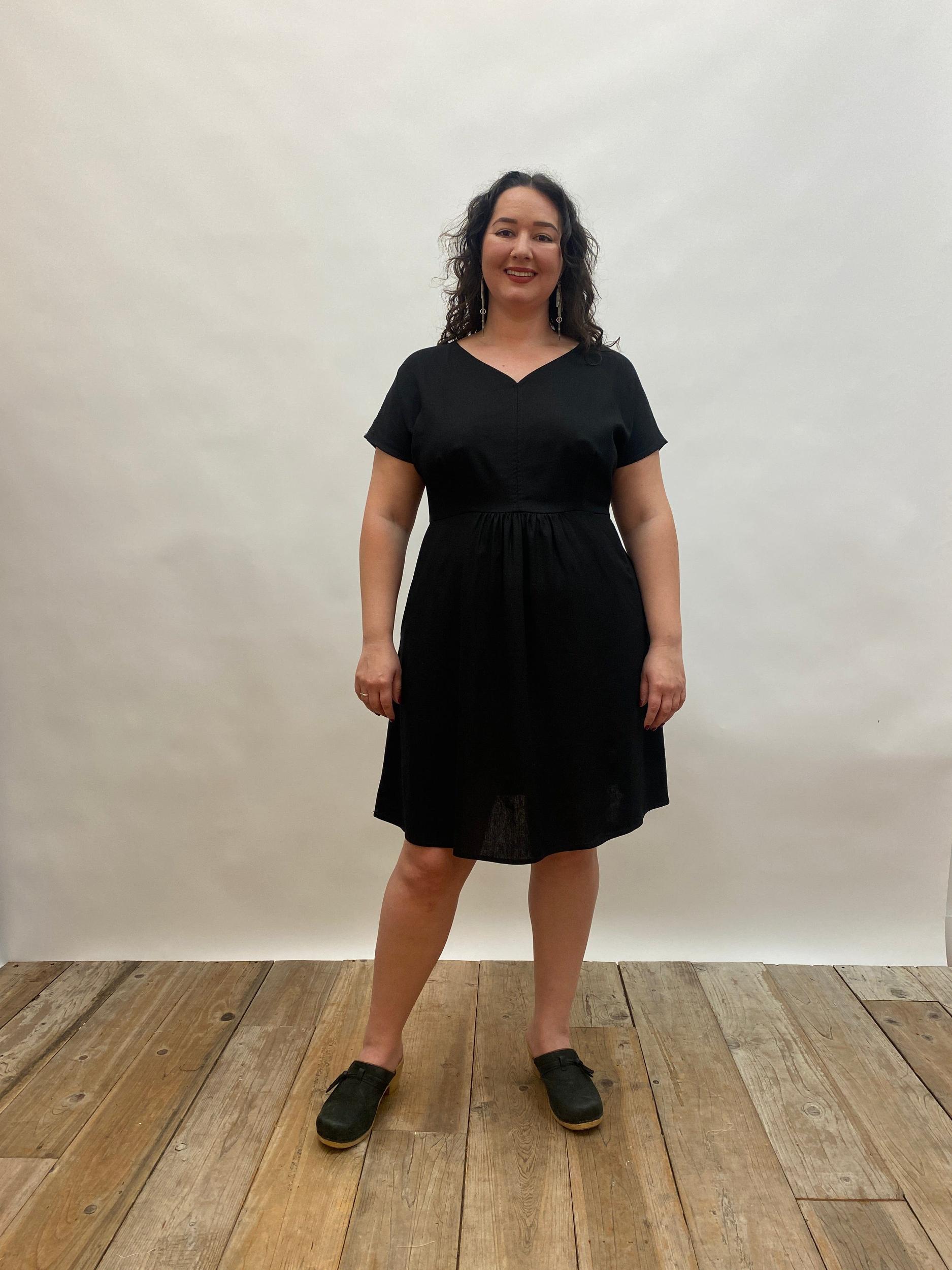 Dolman Dress in Black Linen Product Image