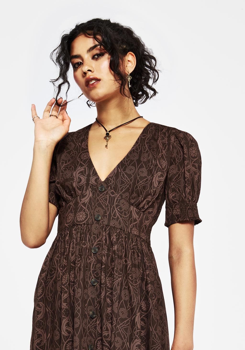 Fianna Midi Dress - Brown Product Image