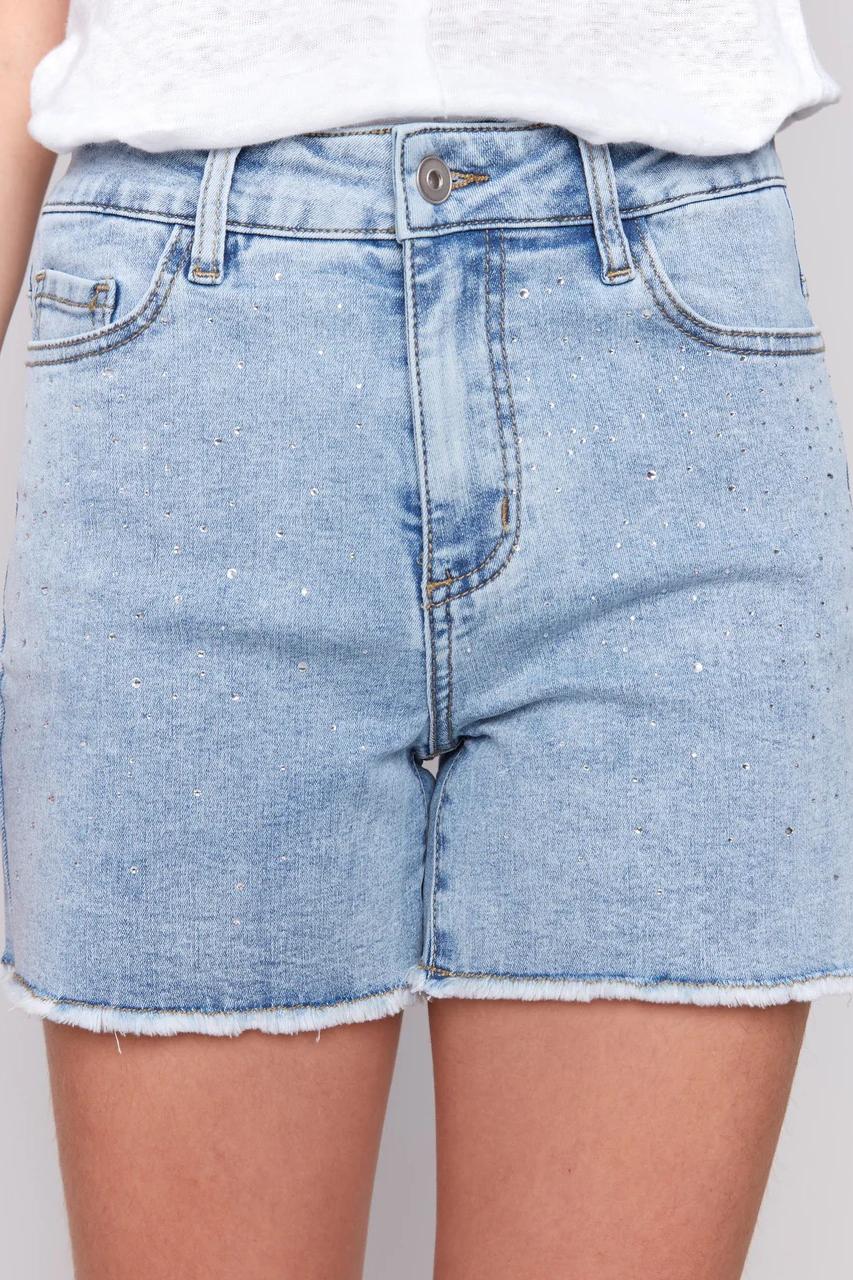 Embellished Denim Shorts Product Image