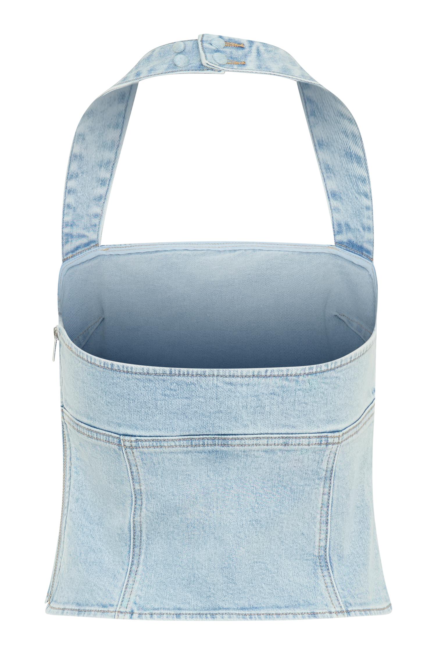 Dayna Denim Halter Top - Light Blue Product Image