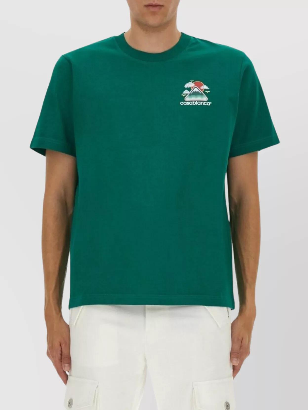 CASABLANCA Mens Montagne Ondulee Brand-print Cotton-jersey T-shirt In Green Product Image