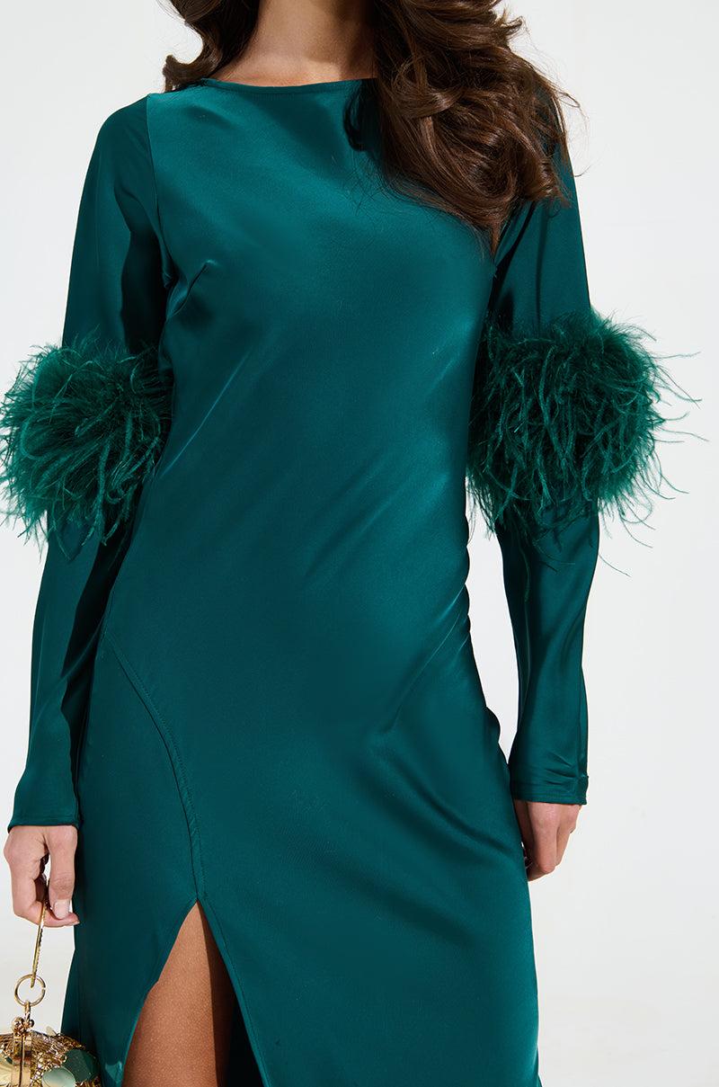 CARRIE FEATHER SLEEVE MAXI DRESS Product Image