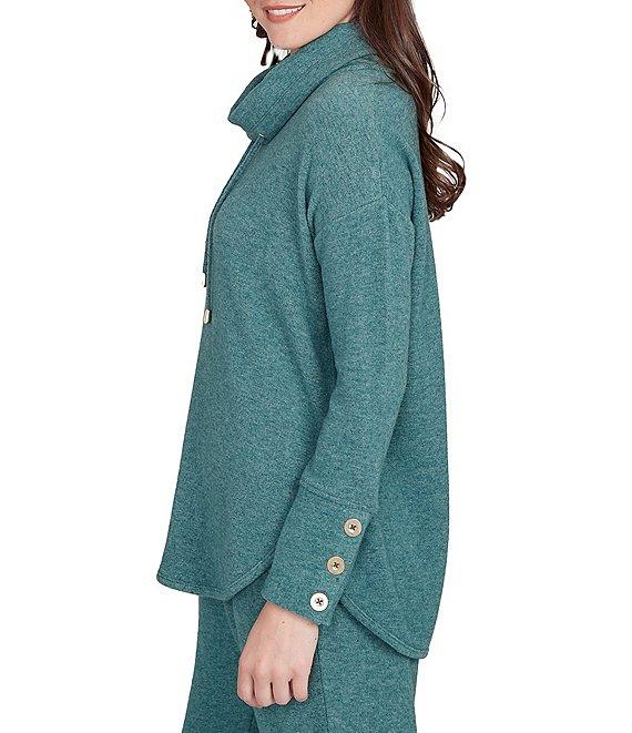 Ruby Rd. Petite Size Knit Cowl Neck Long Sleeve Cozy Top Product Image