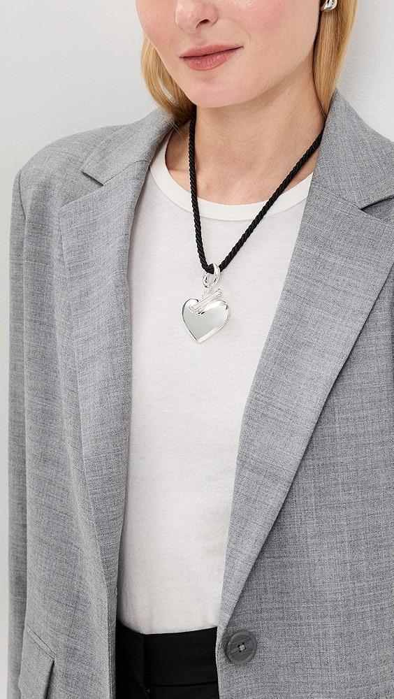 Timeless Pearly Black Cord Necklace with Silver Heart | Shopbop Product Image