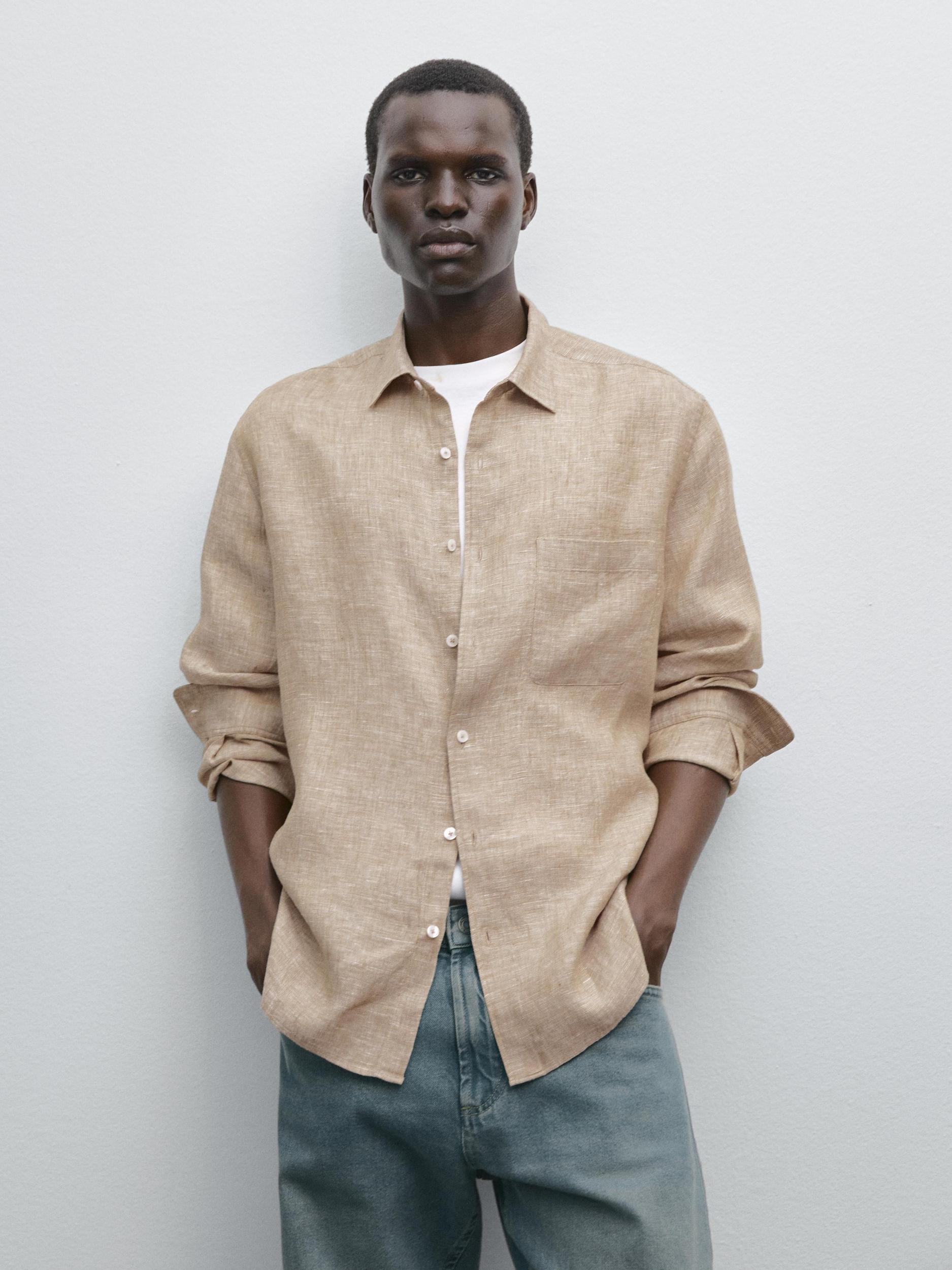 100% linen regular fit shirt Product Image