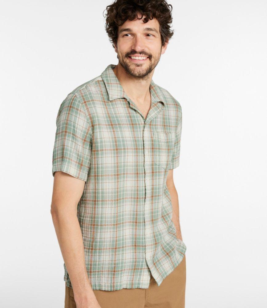 Men's Cloud Gauze Shirt, Short-Sleeve, Slightly Fitted Untucked Fit, Plaid Product Image