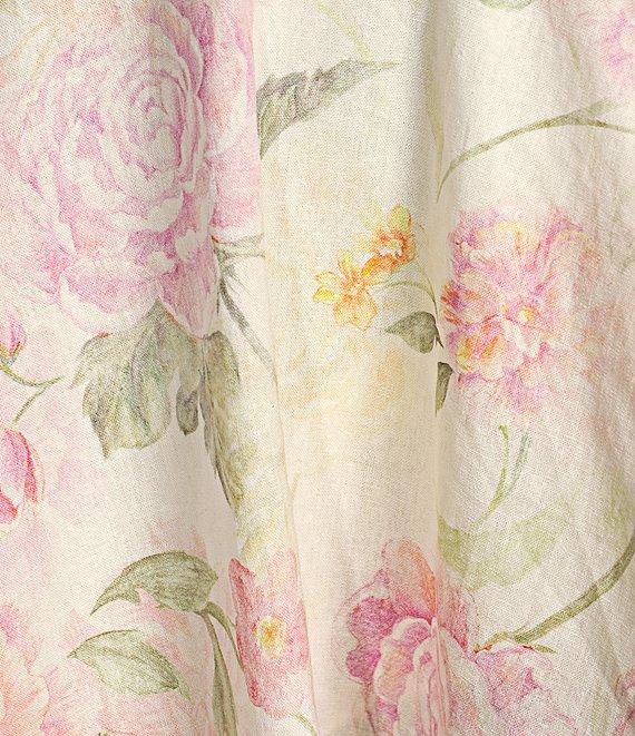 Antonio Melani Iris Linen Floral Print Mockneck Short Sleeve Dress Product Image