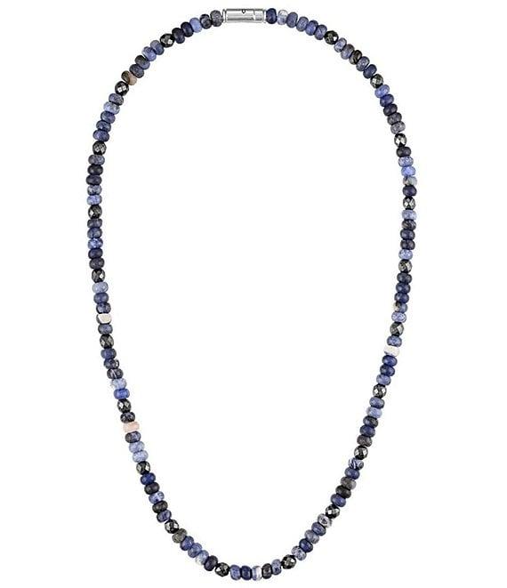 Bulova Men's Sterling Silver Blue Multi Beaded Chain Necklace Product Image