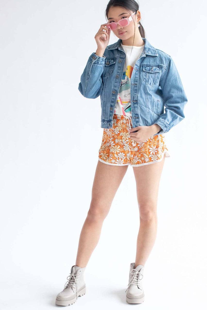 Orange Flashback Floral Dolphin Shorts Product Image