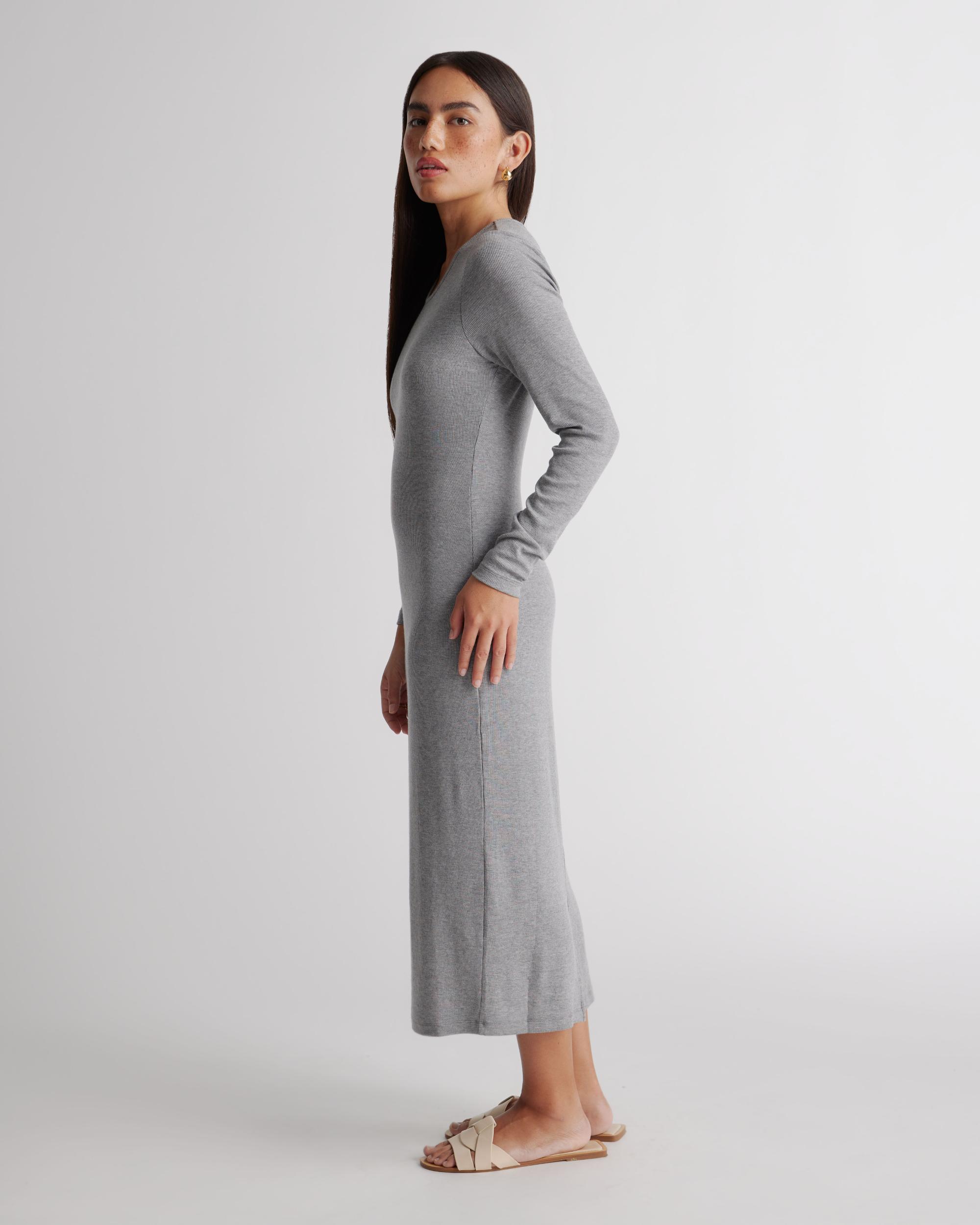 Quince | Women's Tencel Rib Knit Long Sleeve Dress Product Image
