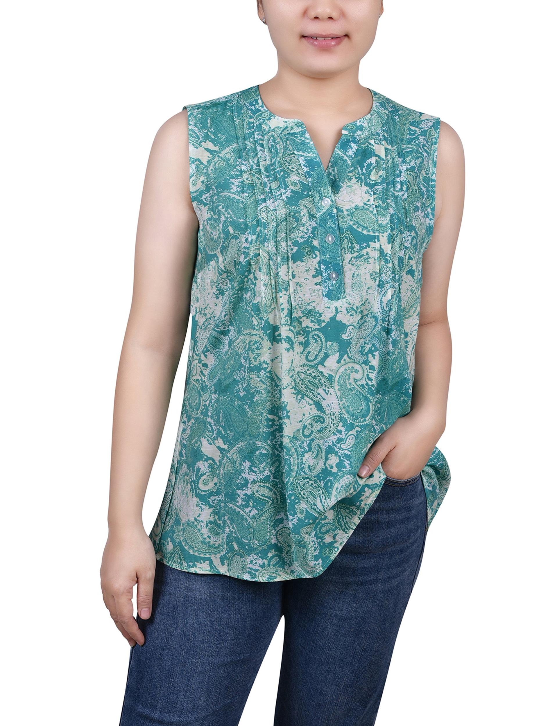 Lapis Tiedyepais Sleeveless Pintucked Blouse Product Image