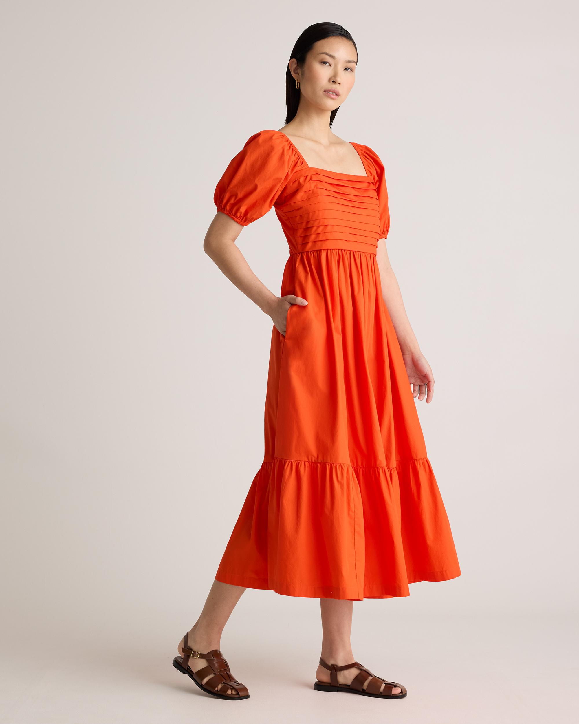 Quince | Women's Ruched Midi Dress Organic Cotton Product Image